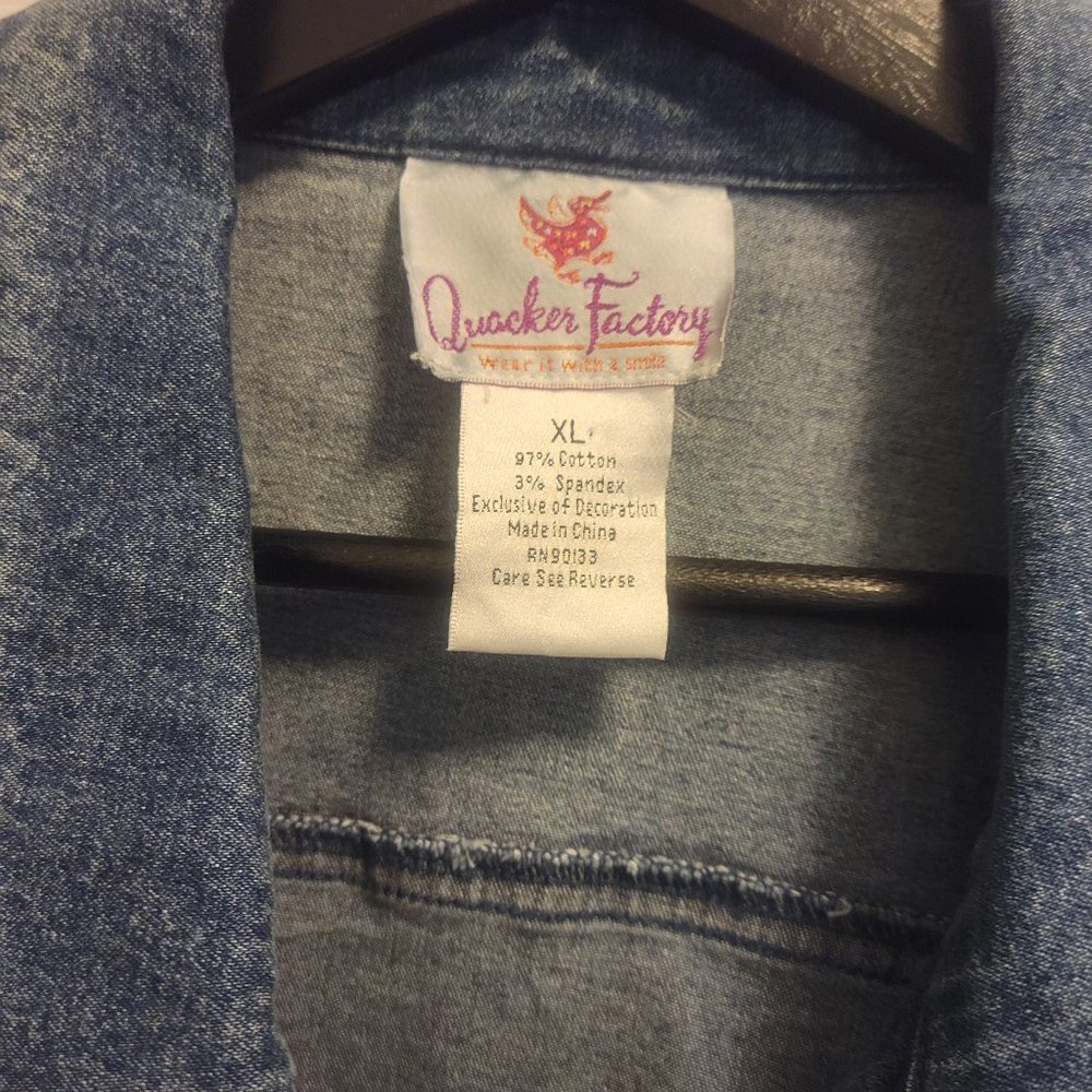 RARE!! Quacker factory moon and stars denim jacket - Picture 3 of 8